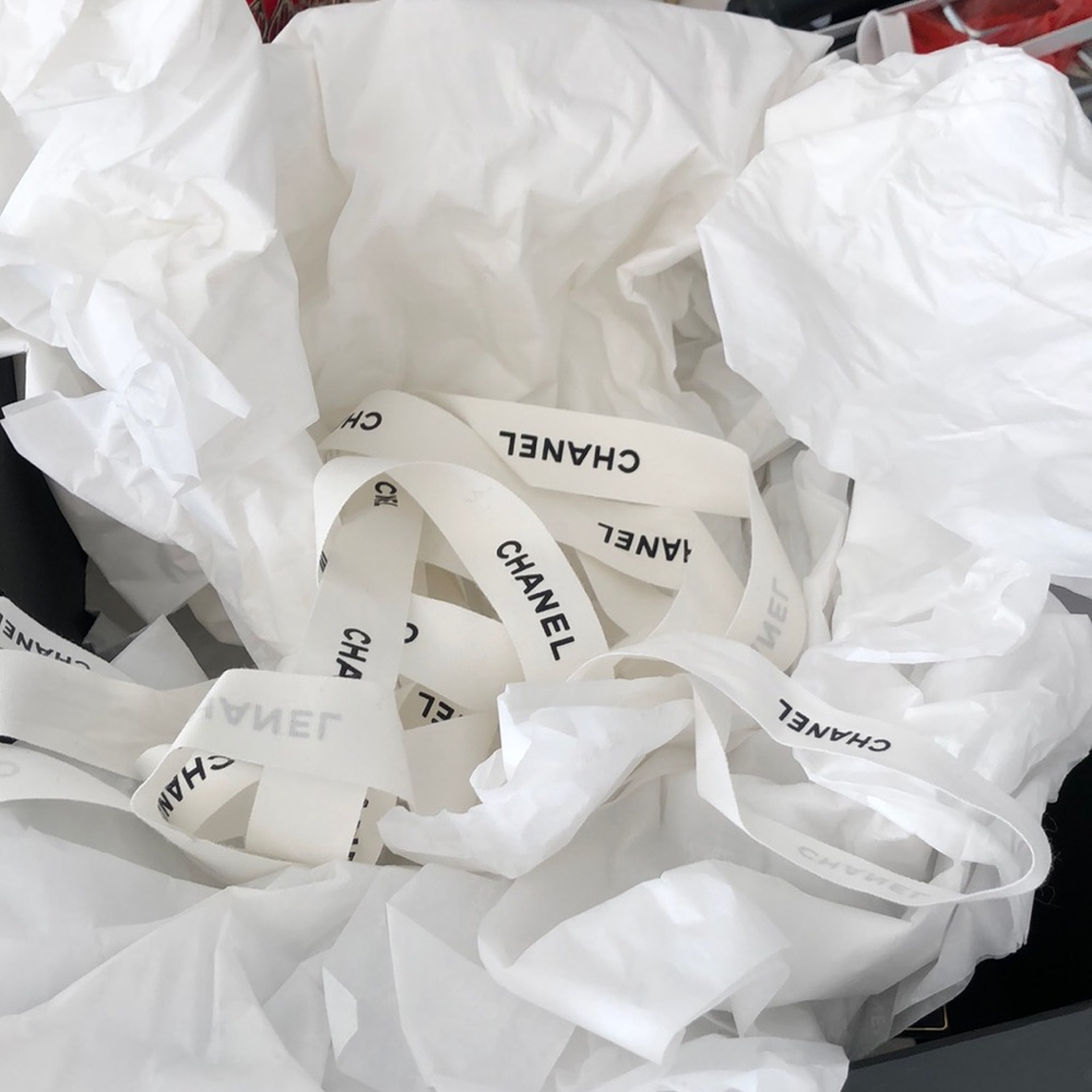 Chanel tissue paper and ribbons